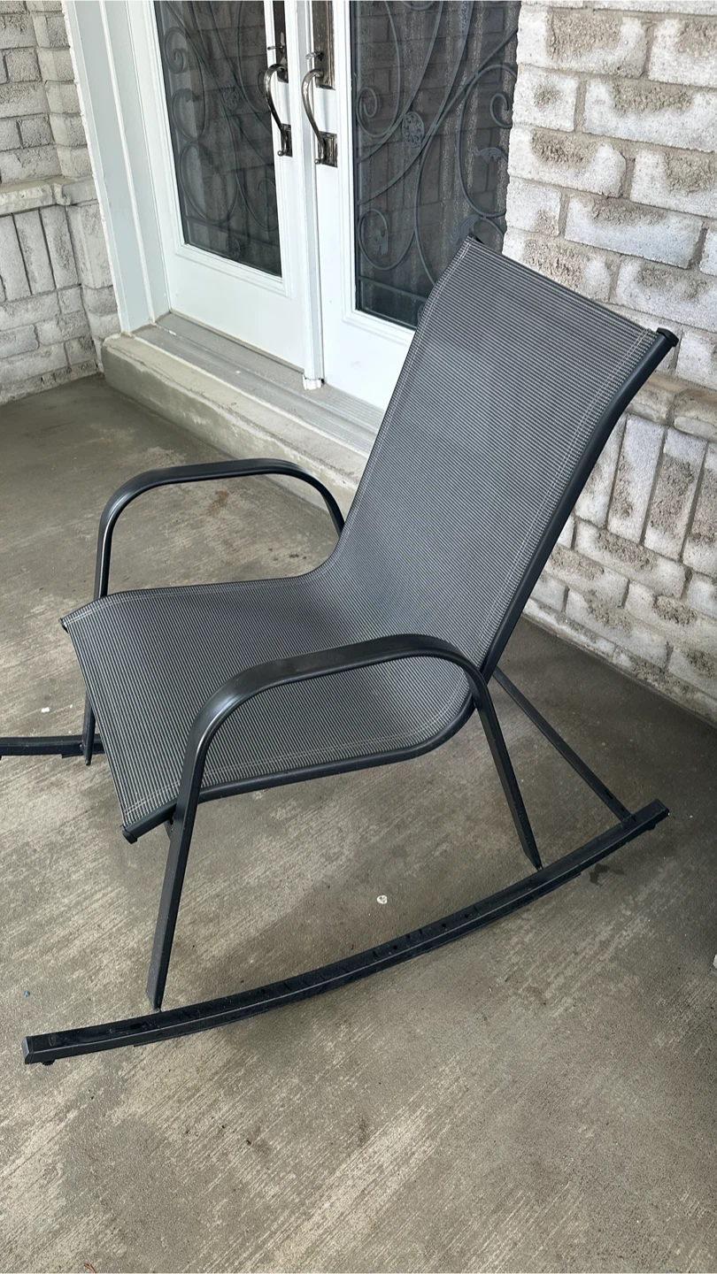 Grey Mesh Outdoor Rocking Chair