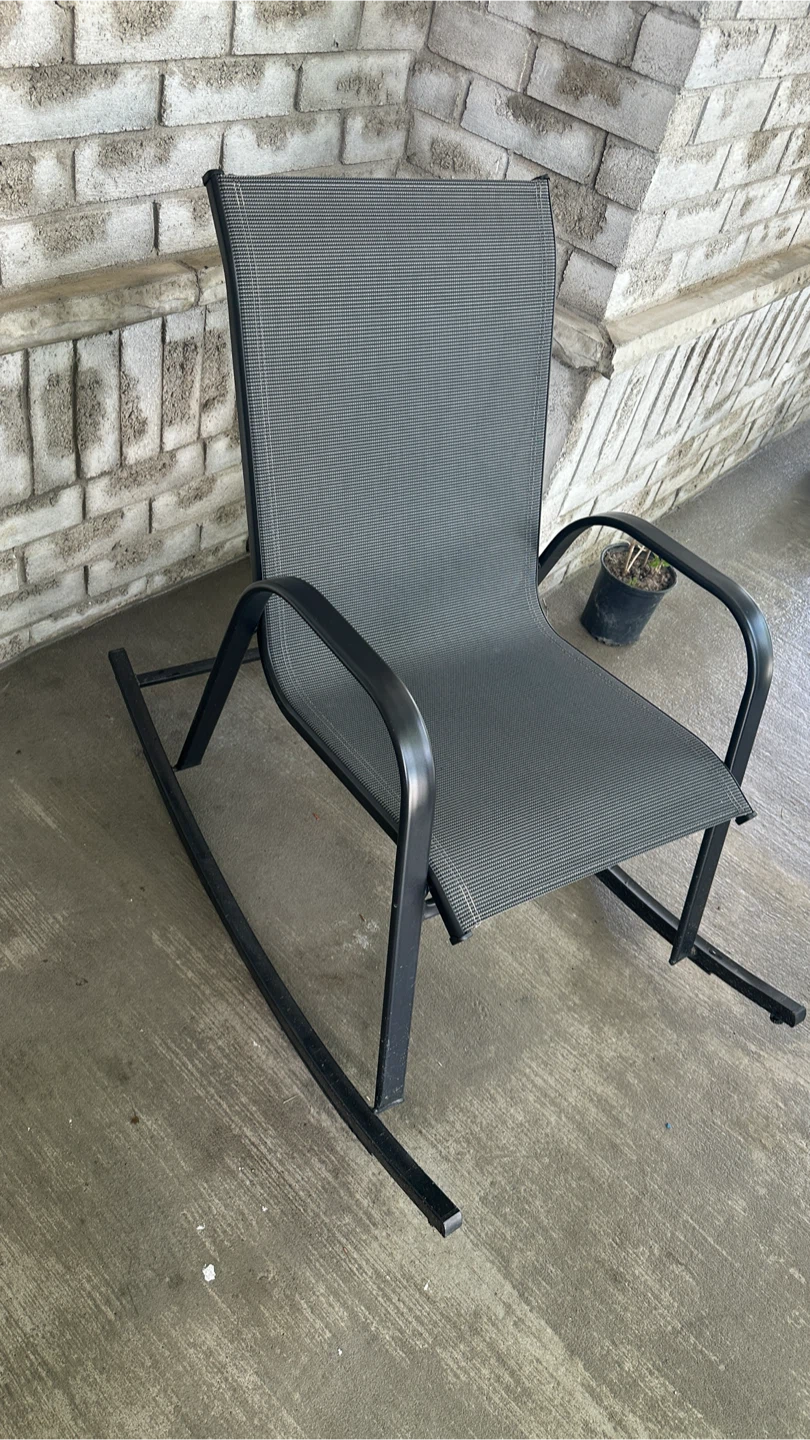 Grey Mesh Outdoor Rocking Chair - photo 3