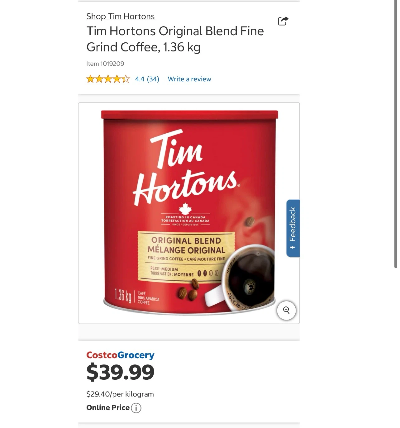 Tim Hortons Coffee
