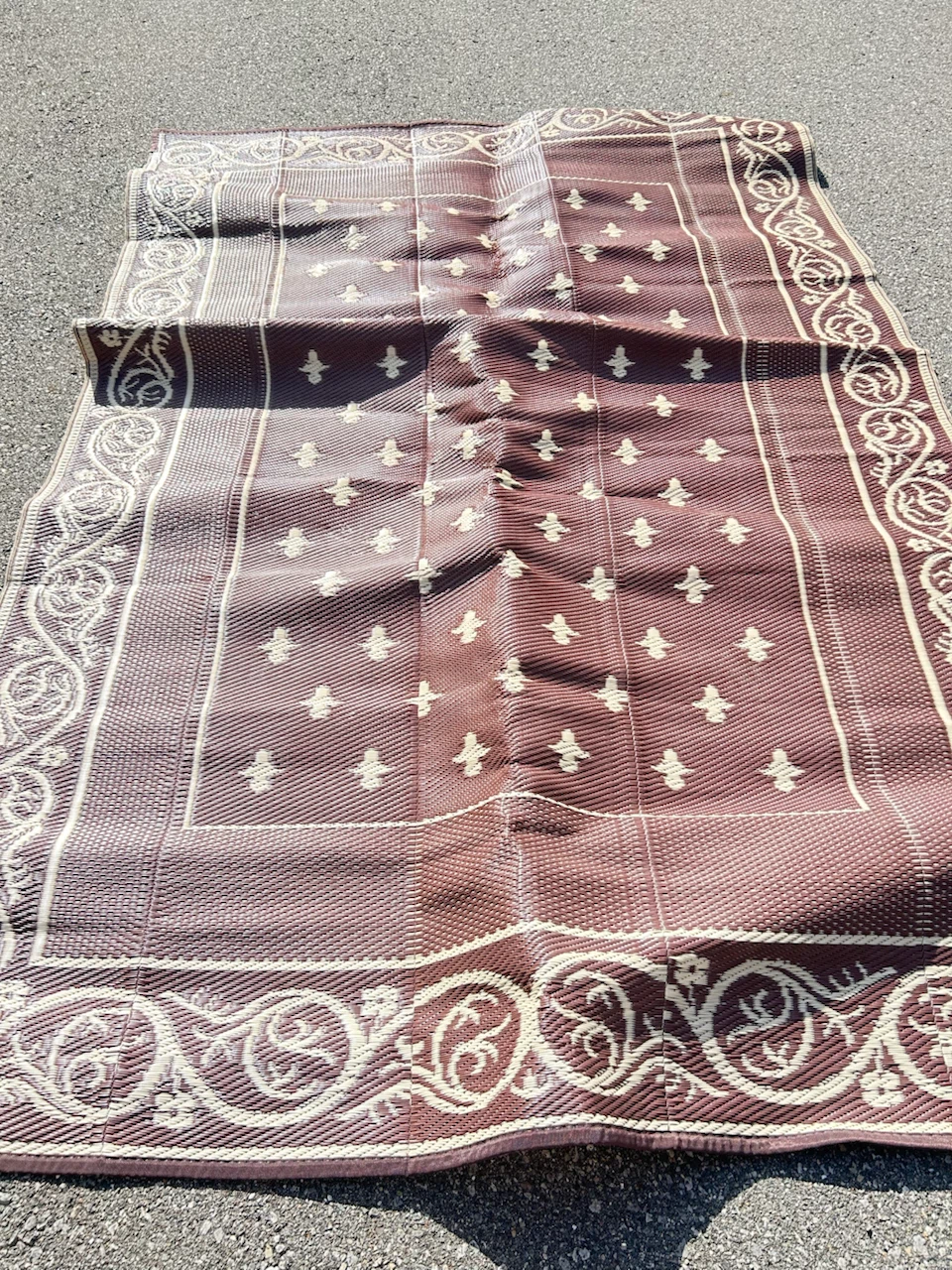 RV/Camping Woven Outdoor Mat - Brown and Cream
