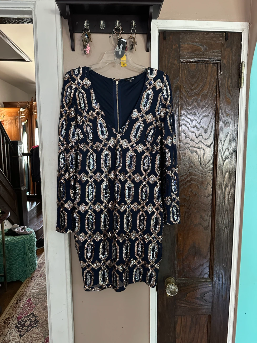 Fashion Nova Sequined Navy Dress 1X