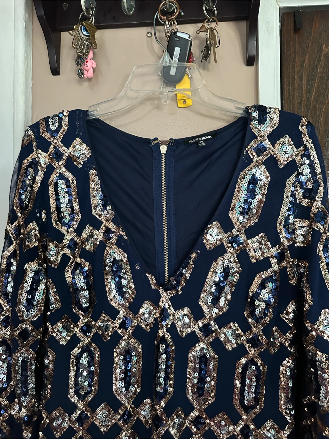 Fashion Nova Sequined Navy Dress 1X - photo 2
