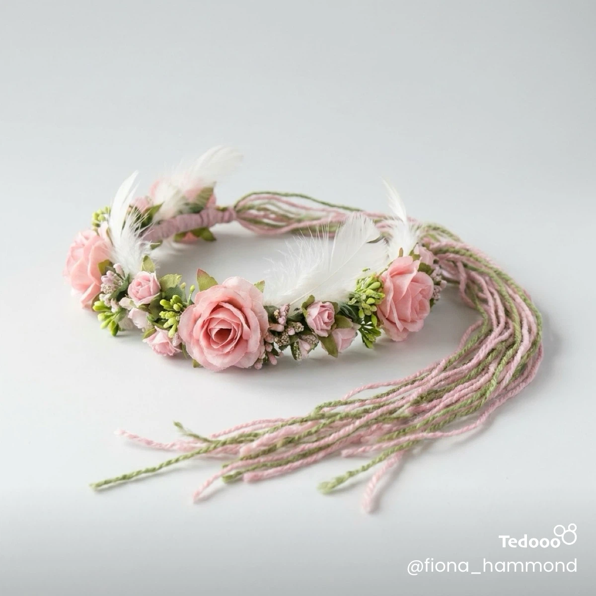 Floral Crown with Feathers and Tassels