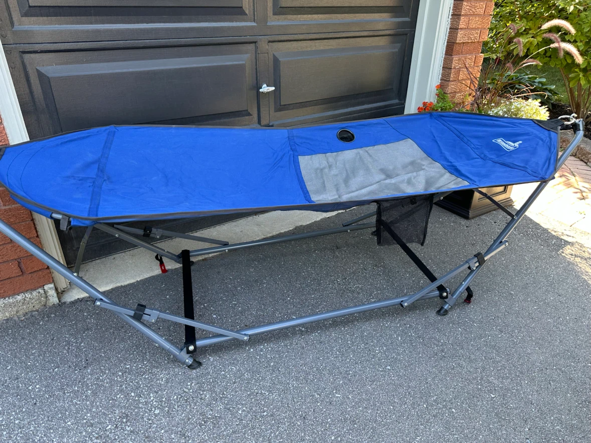 Broadstone Blue Hammock Lounger with Stand and Carrying Bag