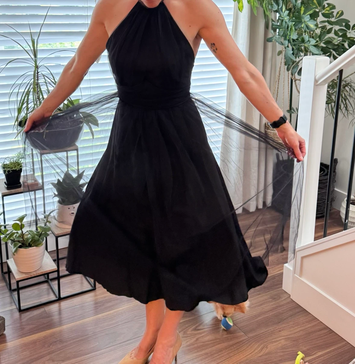 Livia Boutique Black Tulle Halter Dress