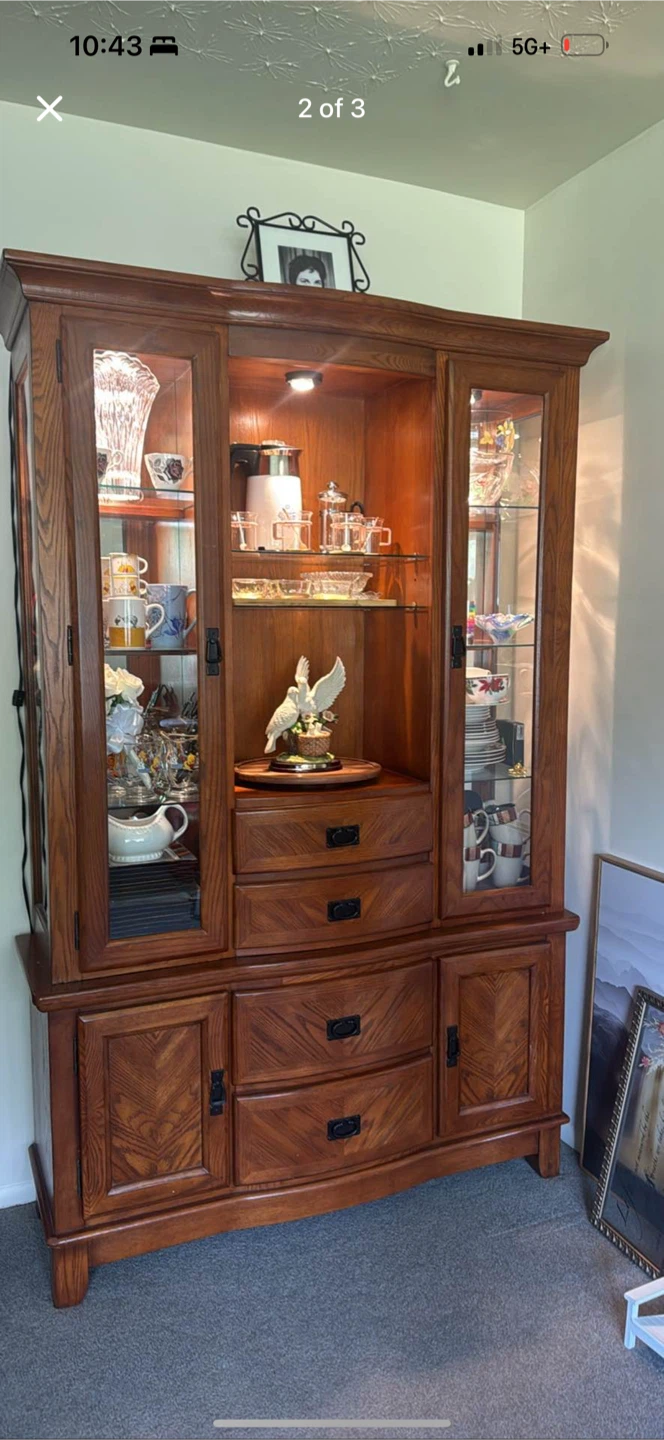 Wooden China Cabinet with Glass Doors