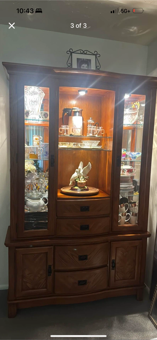 Wooden China Cabinet with Glass Doors - photo 2