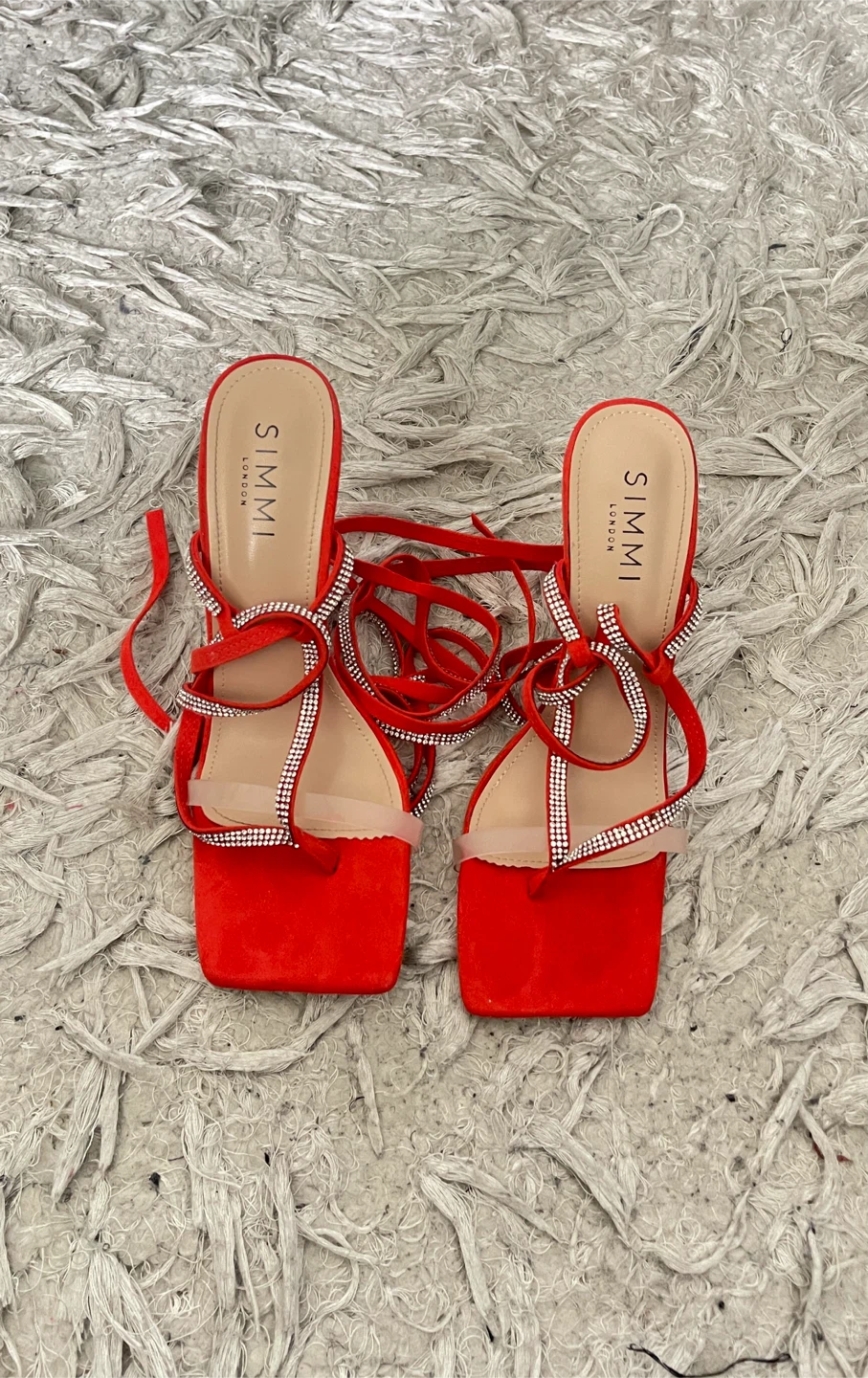 SIMMI London Red Rhinestone Strappy Heels - photo 3
