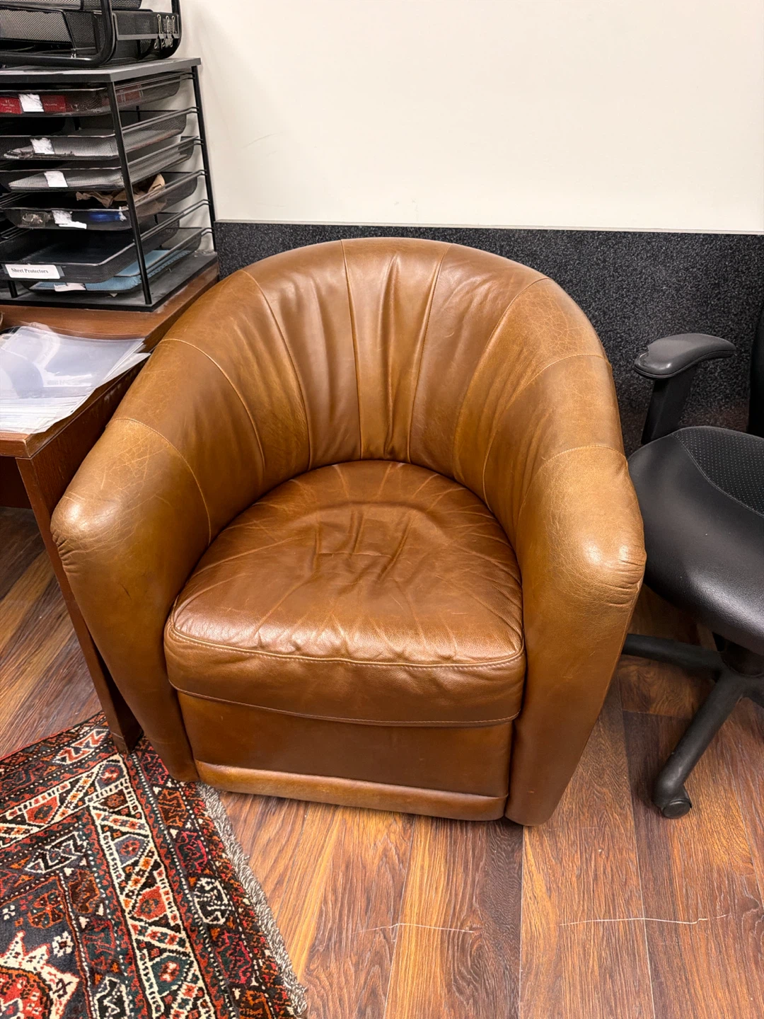 Brown Leather Armchair x 4