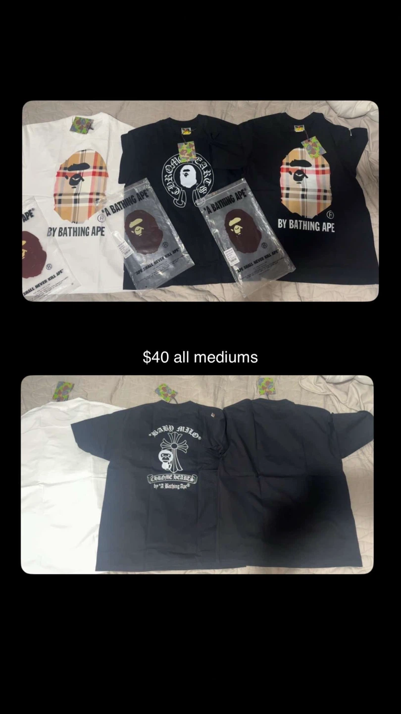 A Bathing Ape x Chrome Hearts T-Shirts (Medium)