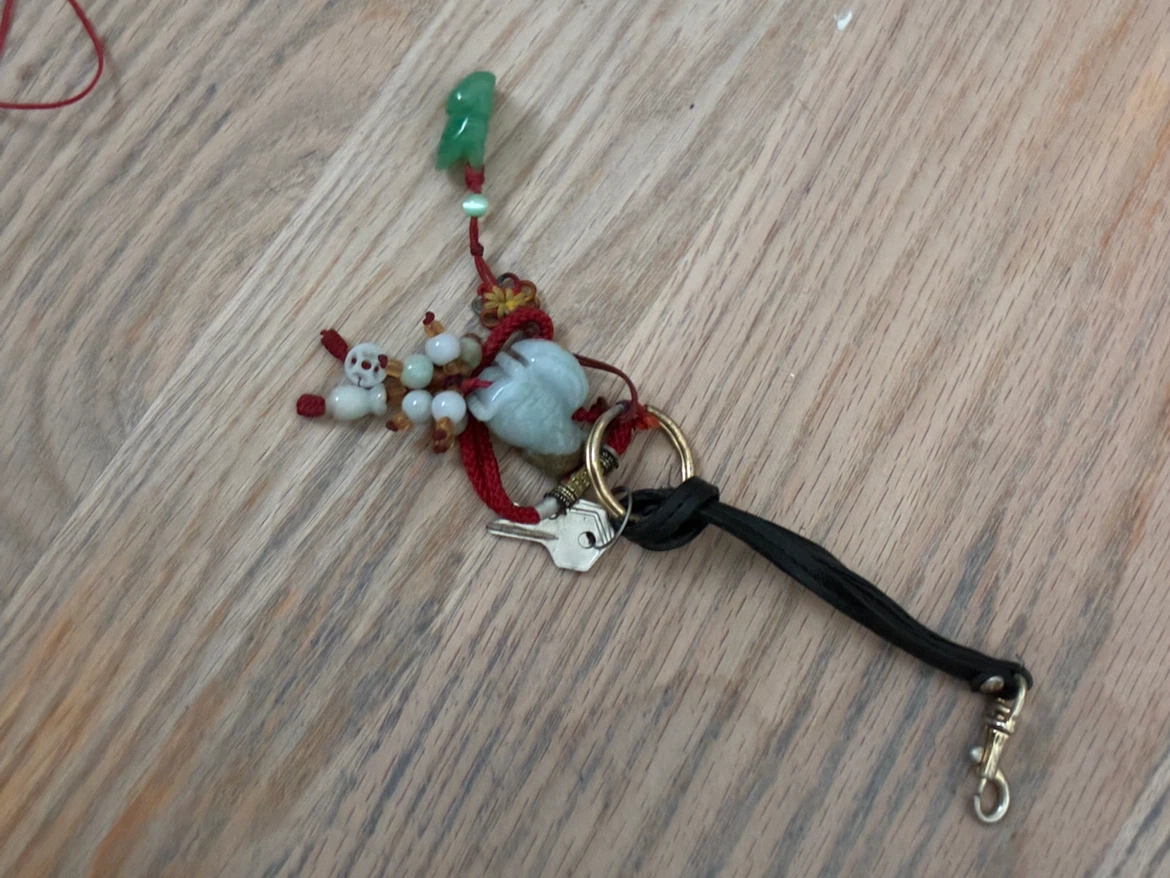 Jade Animal Charm Keychain with Tassel