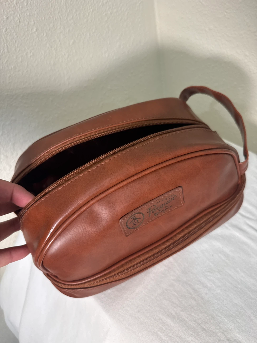 Original Penguin Brown Faux Leather Toiletry Bag - photo 4