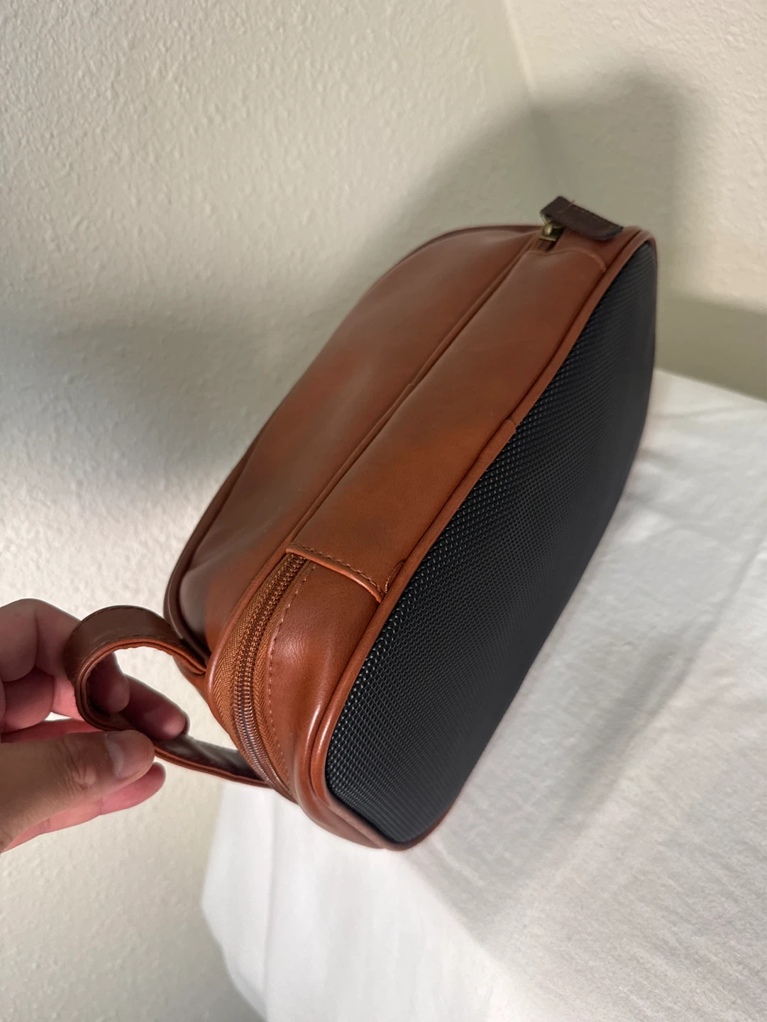 Original Penguin Brown Faux Leather Toiletry Bag - photo 5