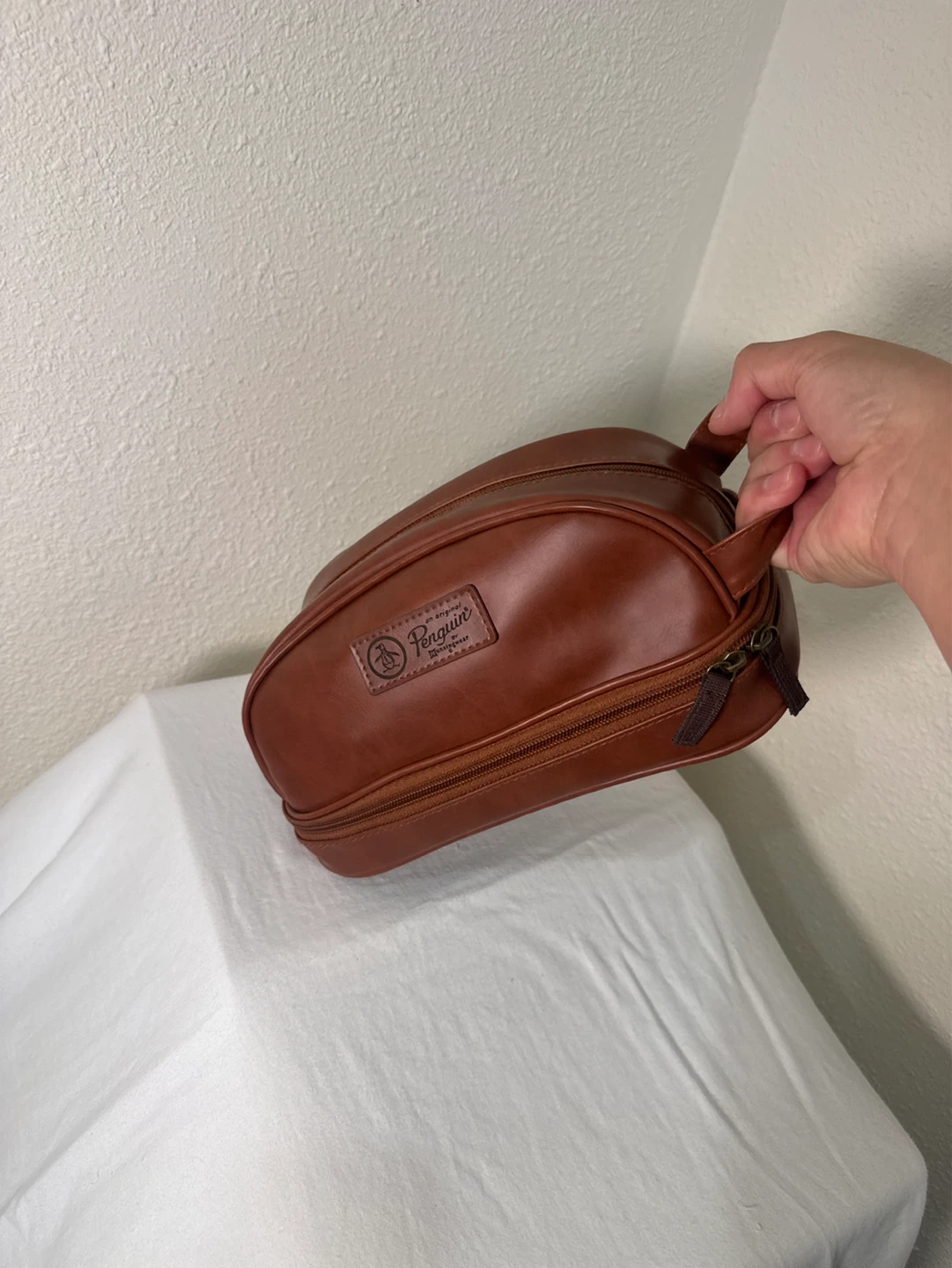 Original Penguin Brown Faux Leather Toiletry Bag - photo 2