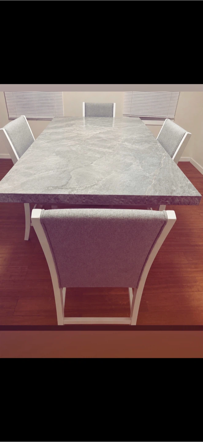Marble Top Dining Table with 4 Chairs