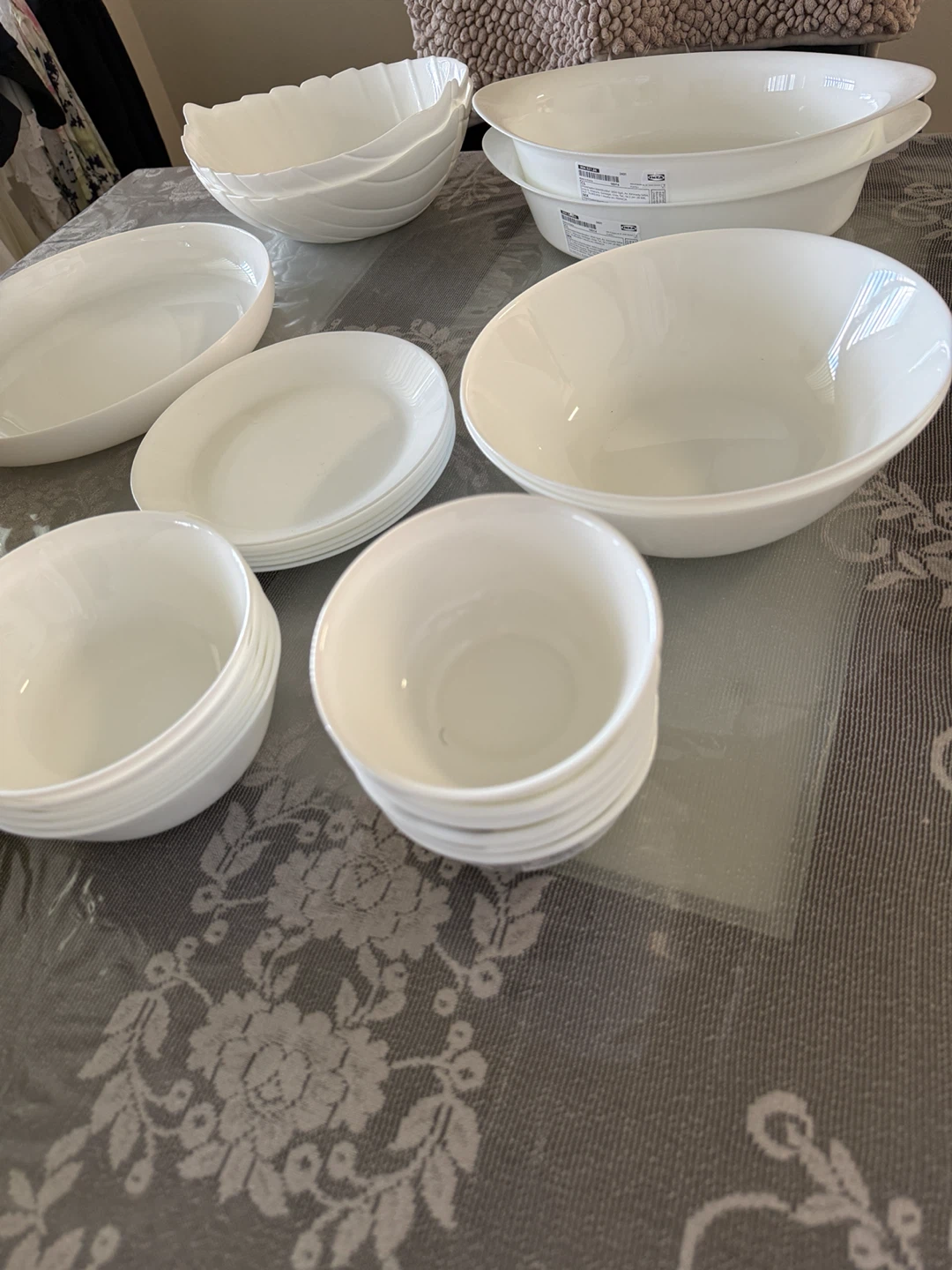 IKEA White Serving Bowls and Plates Set