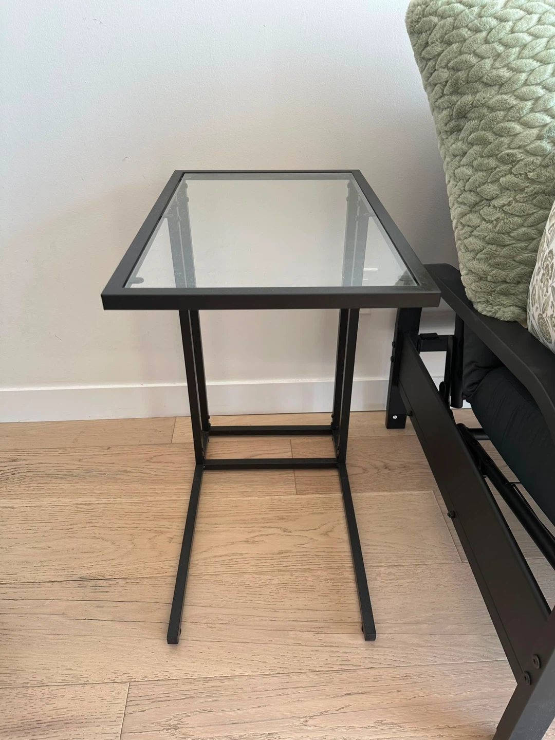 Black Metal and Glass C Table