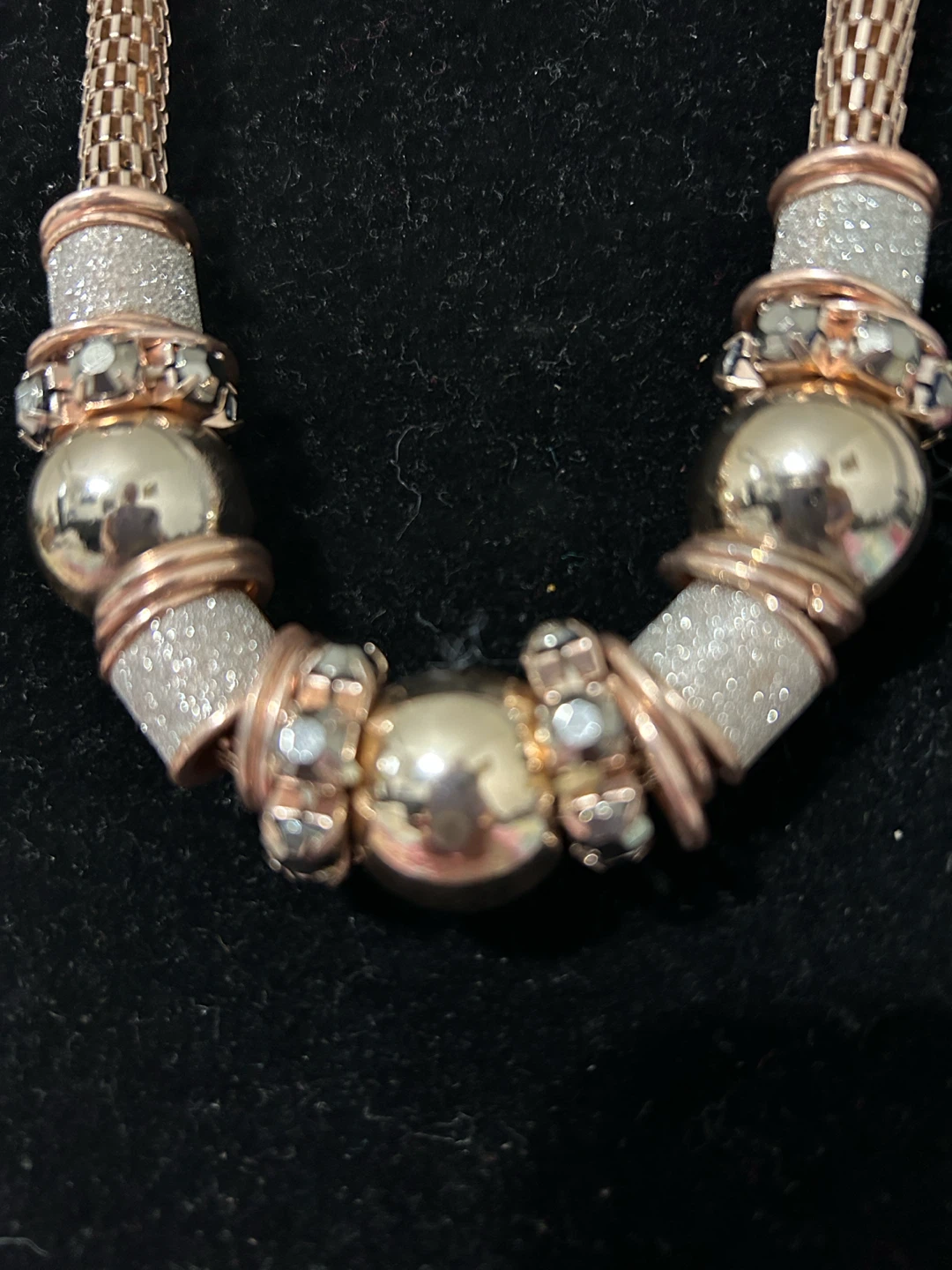 Rose Gold Tone Beaded Statement Necklace