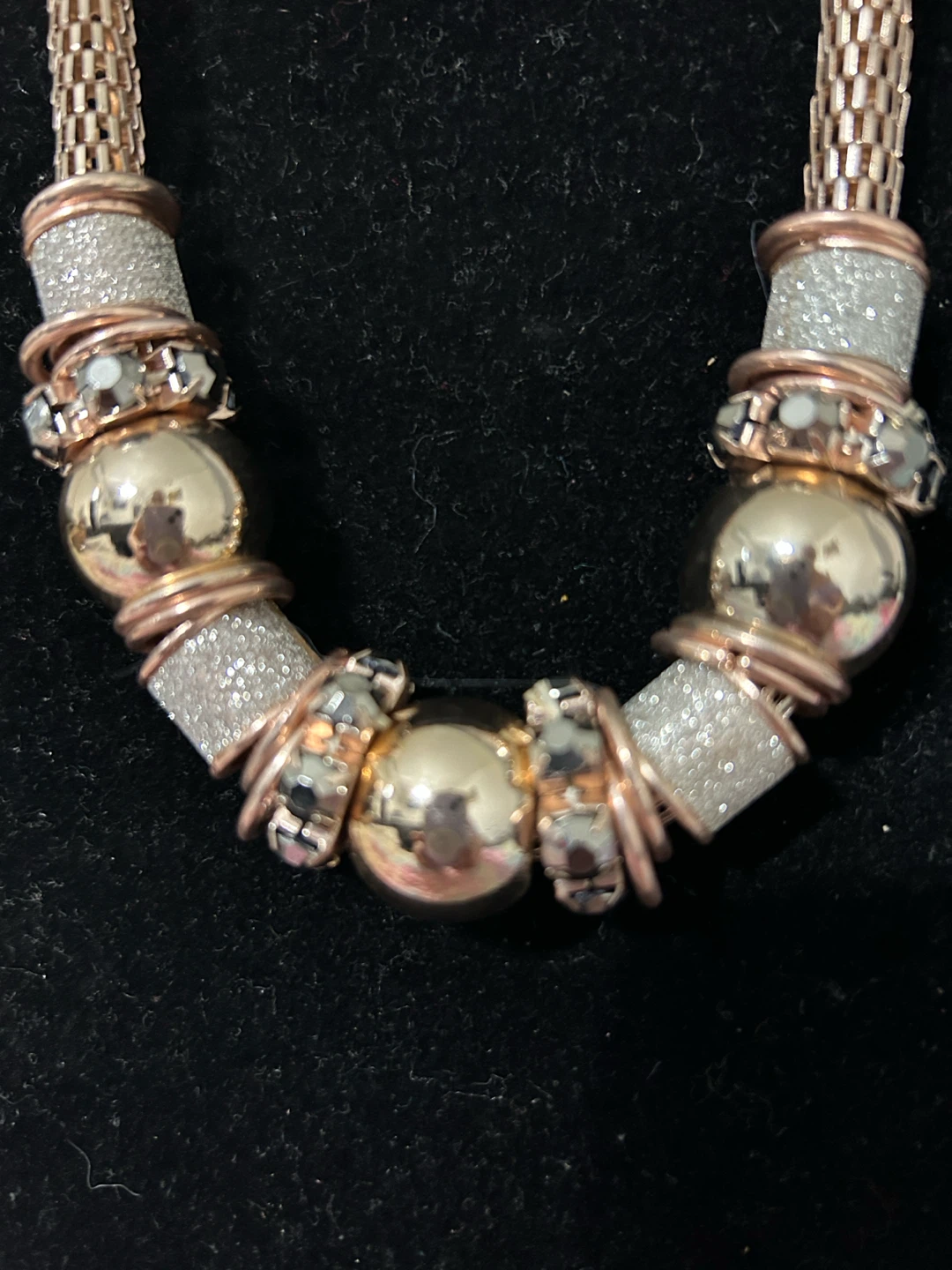 Rose Gold Tone Beaded Statement Necklace - photo 2
