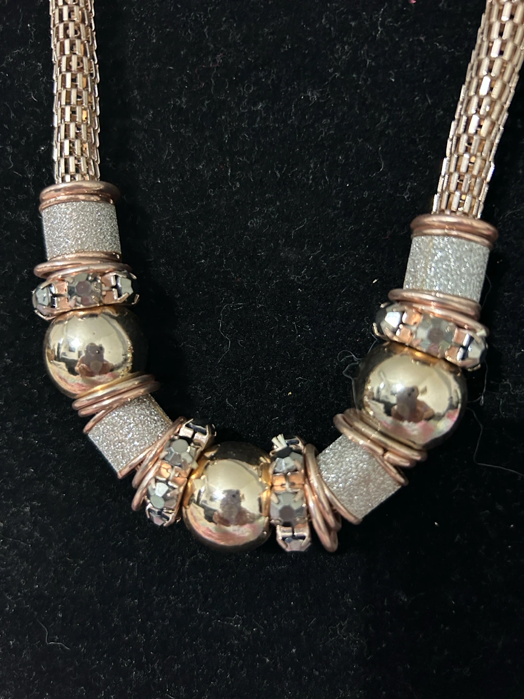 Rose Gold Tone Beaded Statement Necklace - photo 3