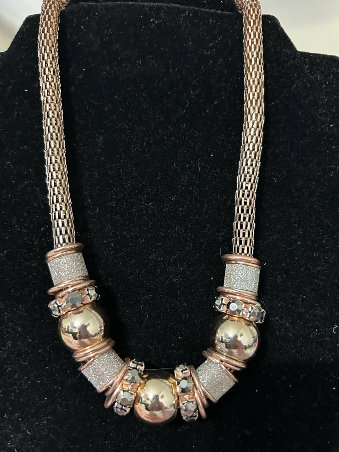 Rose Gold Tone Beaded Statement Necklace - photo 5