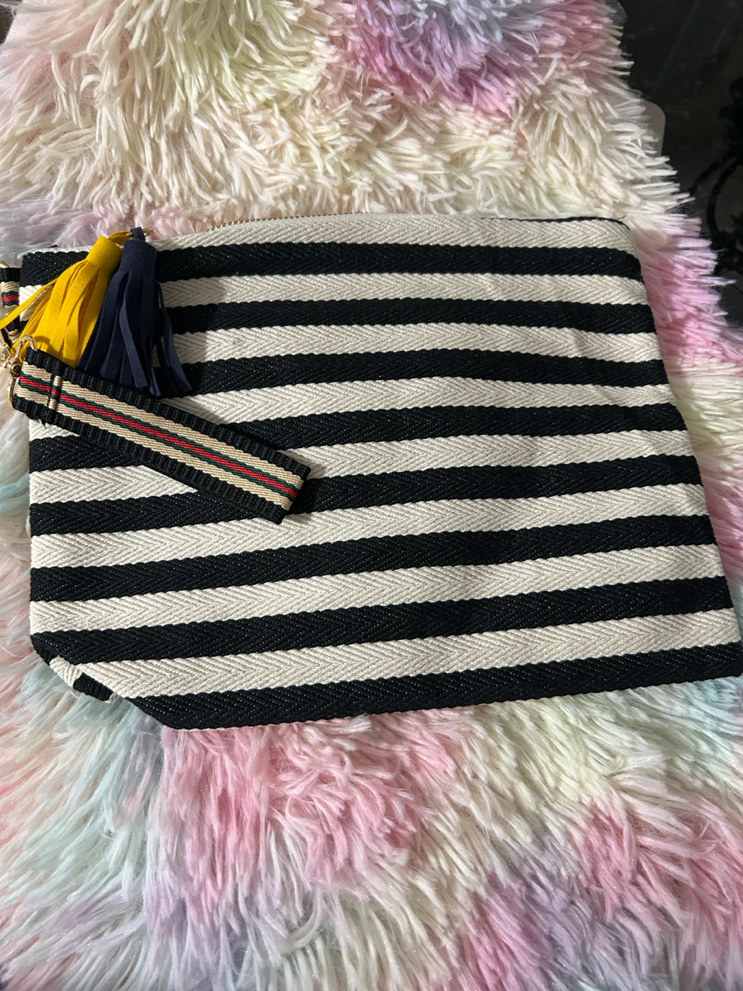 Striped Clutch with Tassels - photo 4