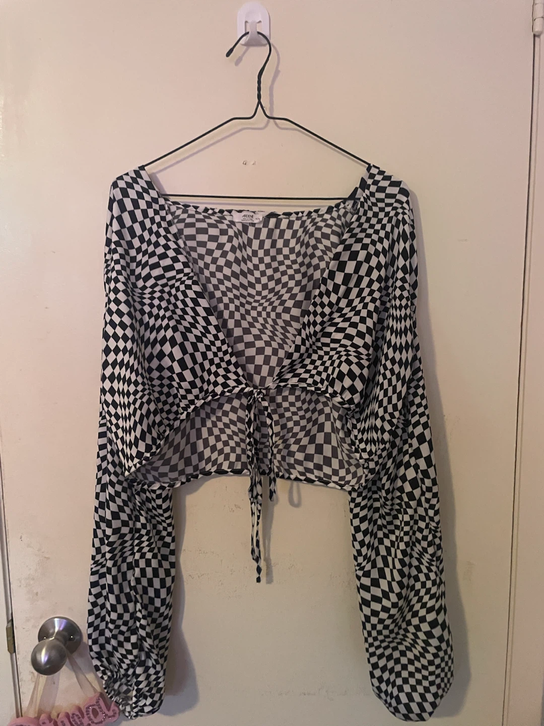 Black & White Checkered Crop Top