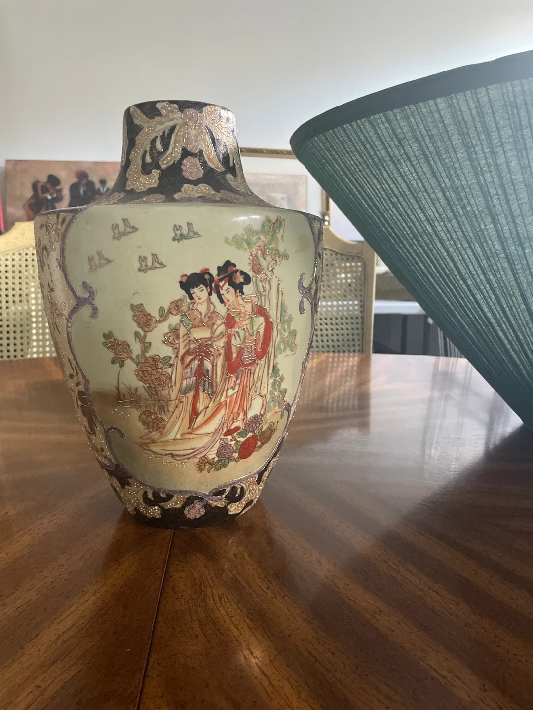 Decorative Vase with Asian Figures