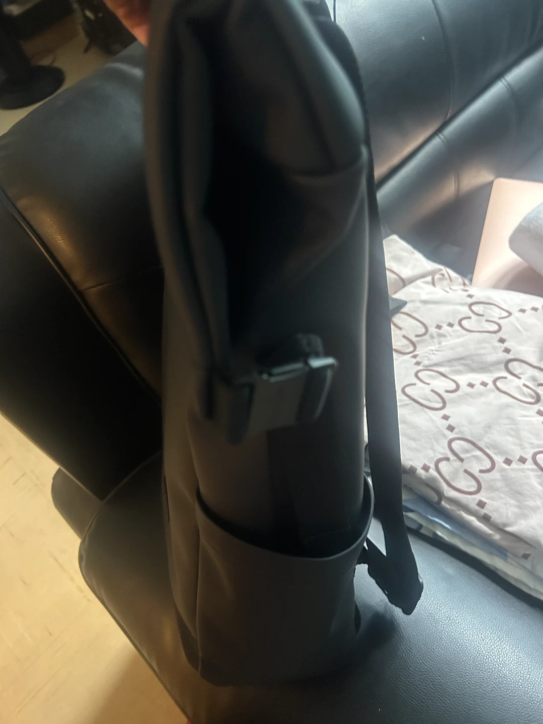 Tommy Hilfiger Black Roll-Top Backpack