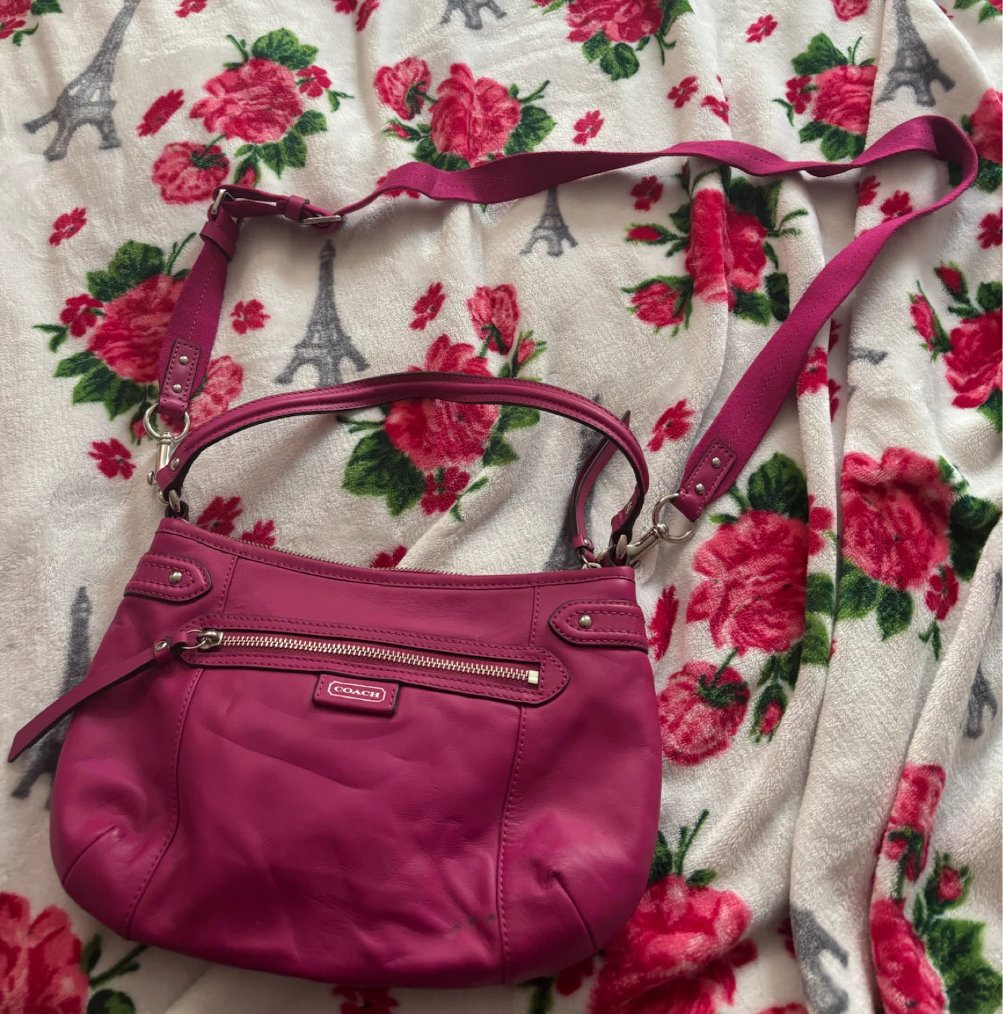 Coach Pink Leather Hobo Shoulder Bag