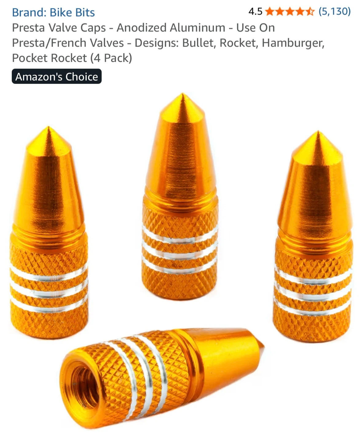 Bike Bits Anodized Aluminum Presta Valve Caps (4 Pack)