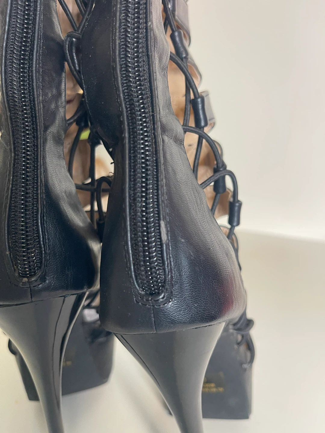 Black Gladiator Platform Heels Size 7 - photo 3