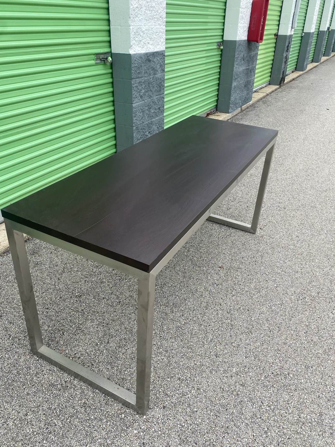 Modern Dark Wood Desk with Metal Frame - photo 2