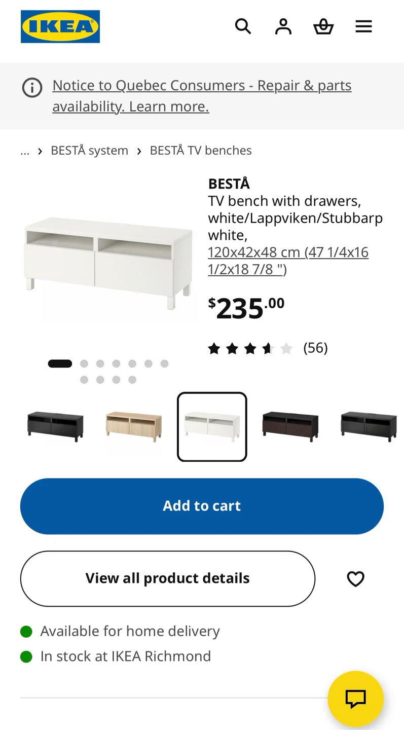 IKEA BESTA TV Bench with Drawers - White - photo 4