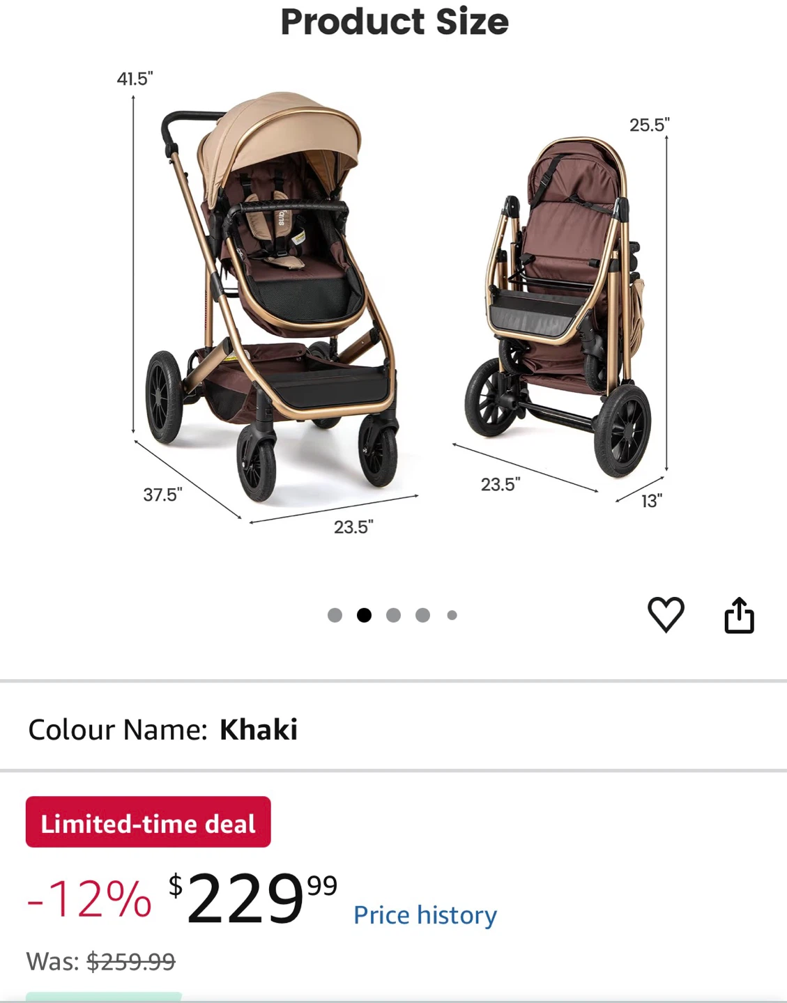 Infantino Reversible Baby Stroller - Khaki