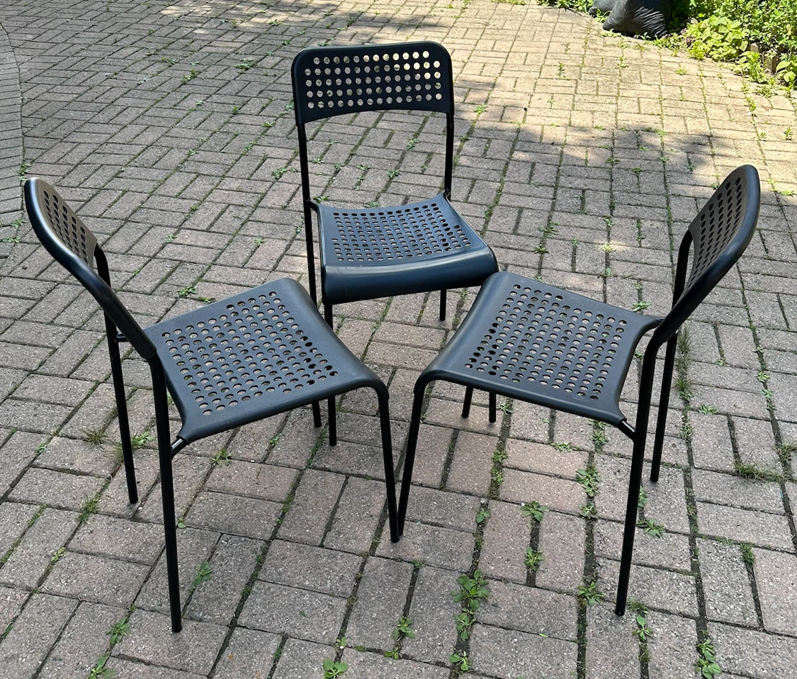 IKEA Set of 3 Black Outdoor Chairs - photo 3