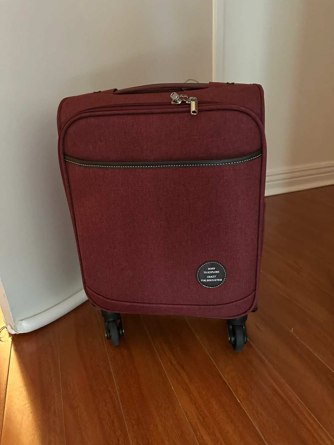 Maroon Carry-On Spinner Suitcase