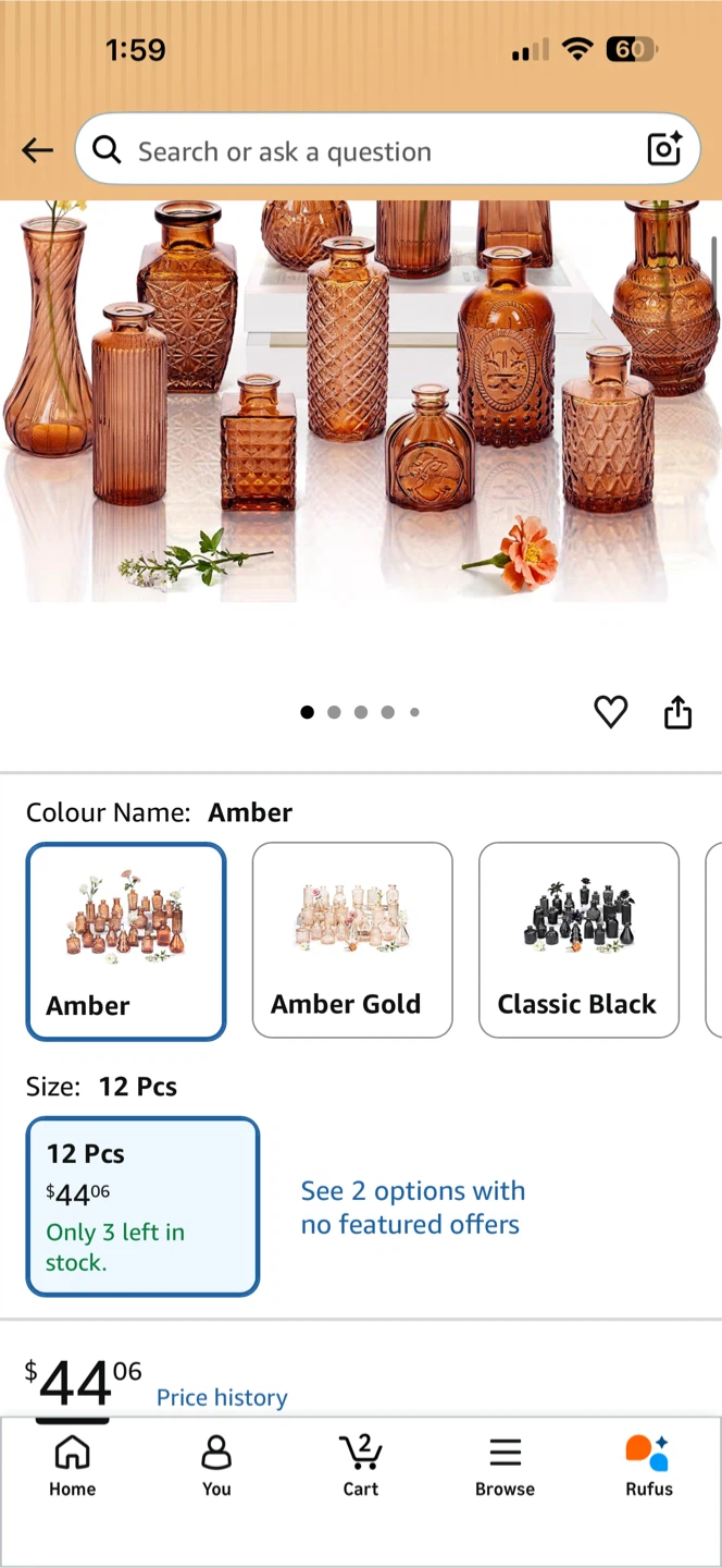 Amber Glass Vases for Table Centerpieces - 12 Pcs