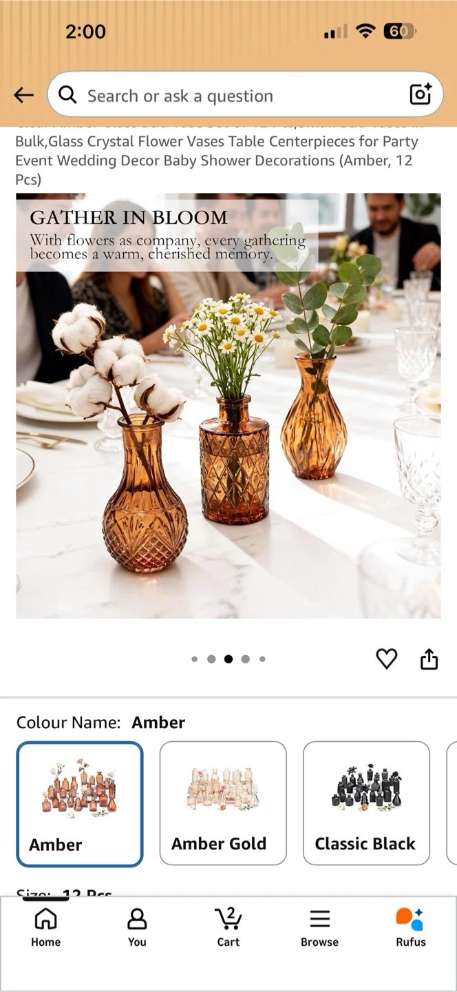 Amber Glass Vases for Table Centerpieces - 12 Pcs - photo 2