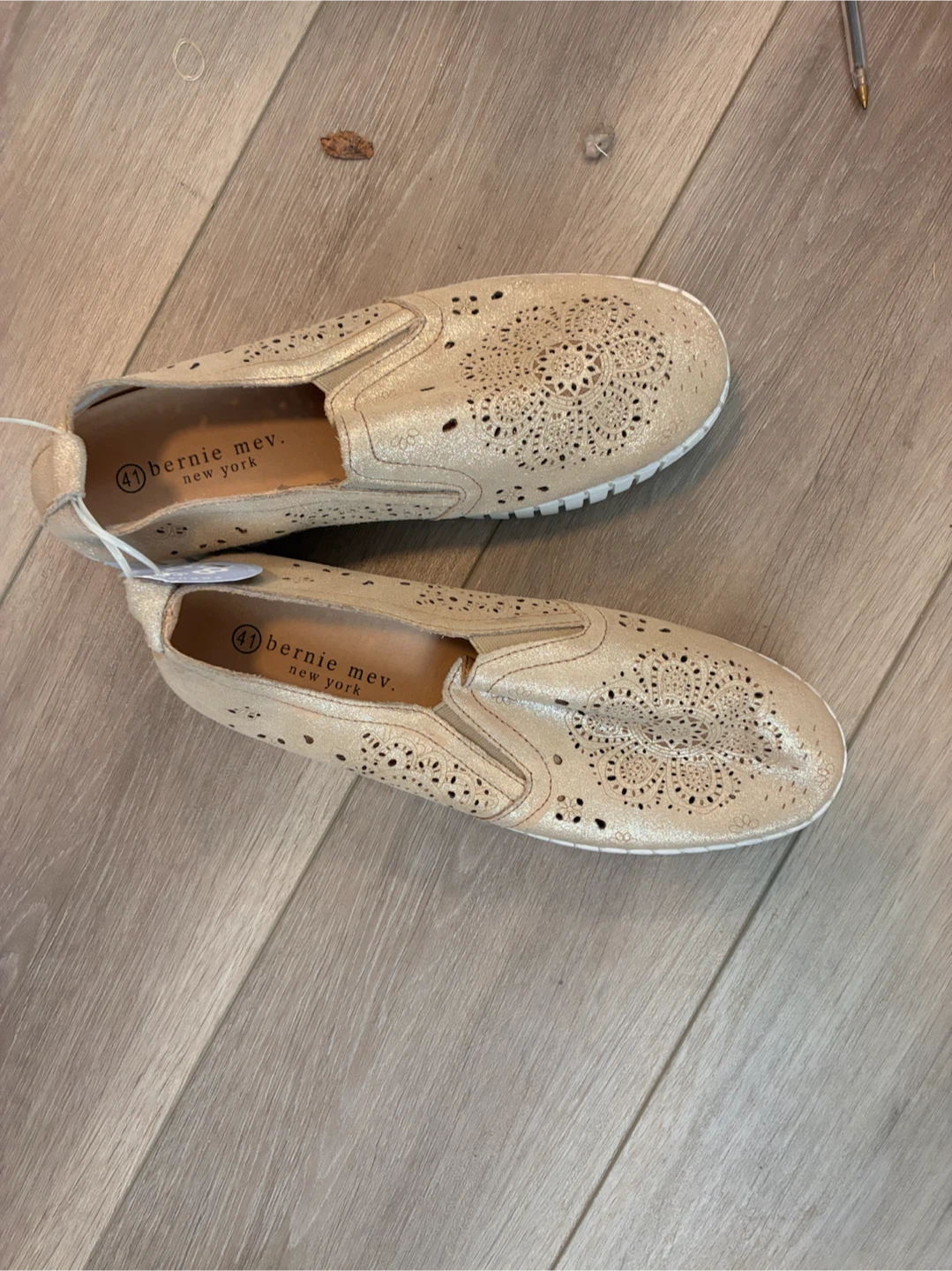 Gold Slip-On Sneakers with Cutout Detail - photo 2