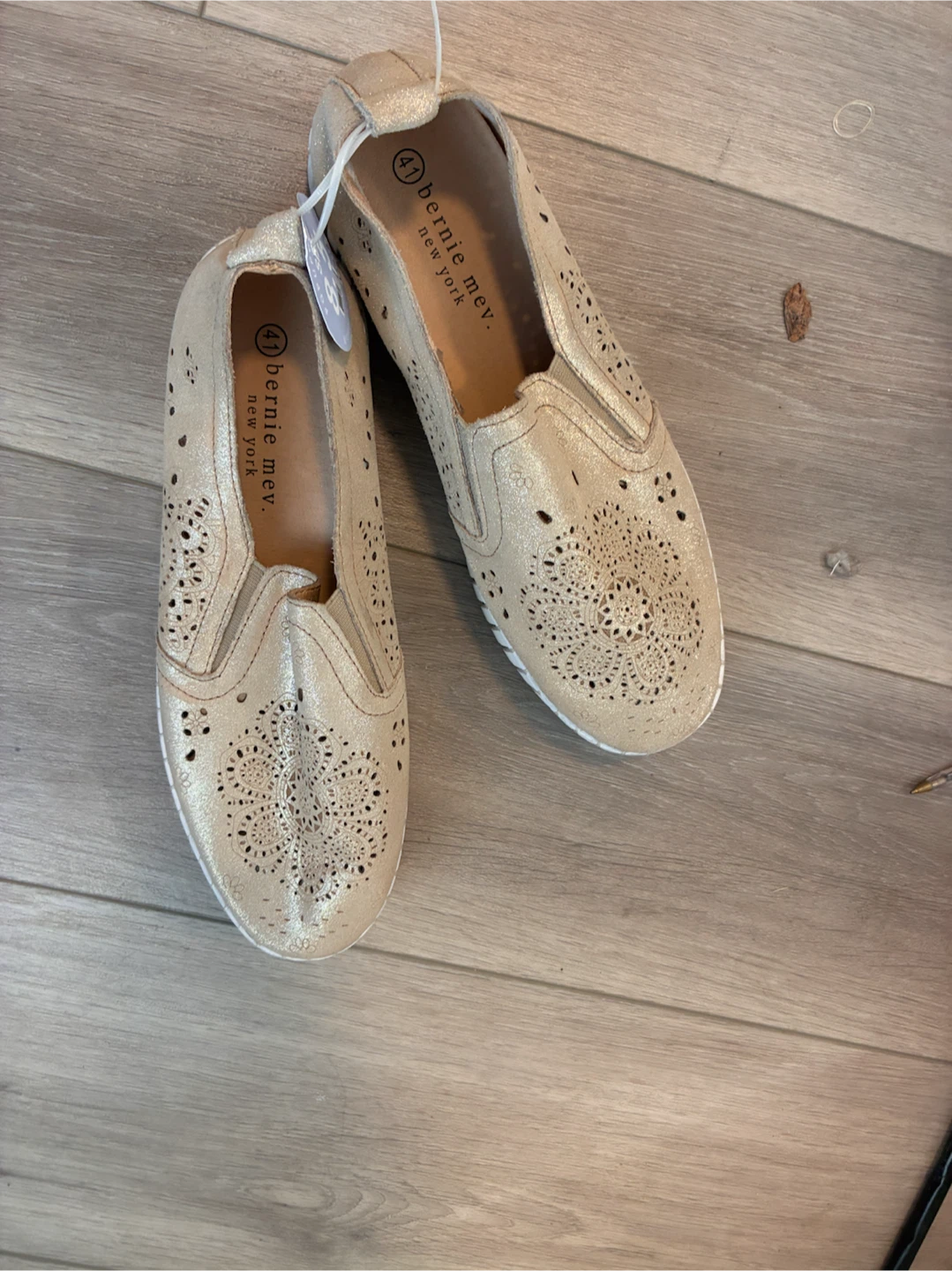 Gold Slip-On Sneakers with Cutout Detail - photo 3