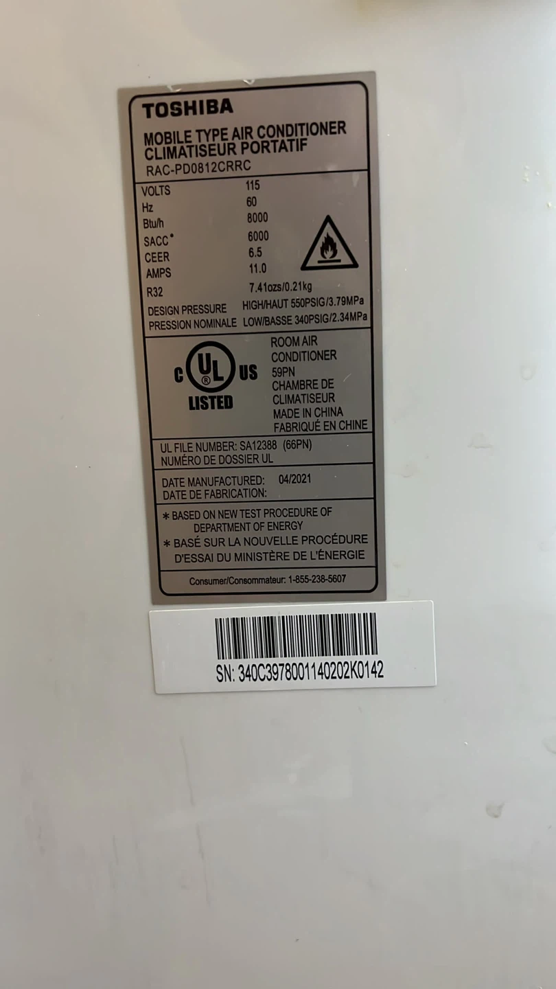 Toshiba Portable Air Conditioner - photo 2