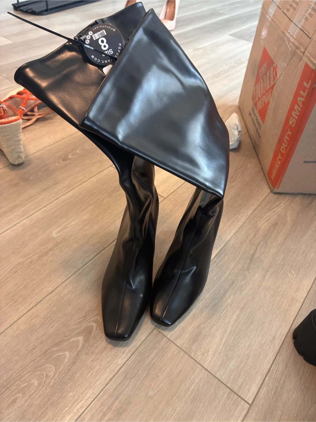 Black Faux Leather Ankle Boots - photo 2