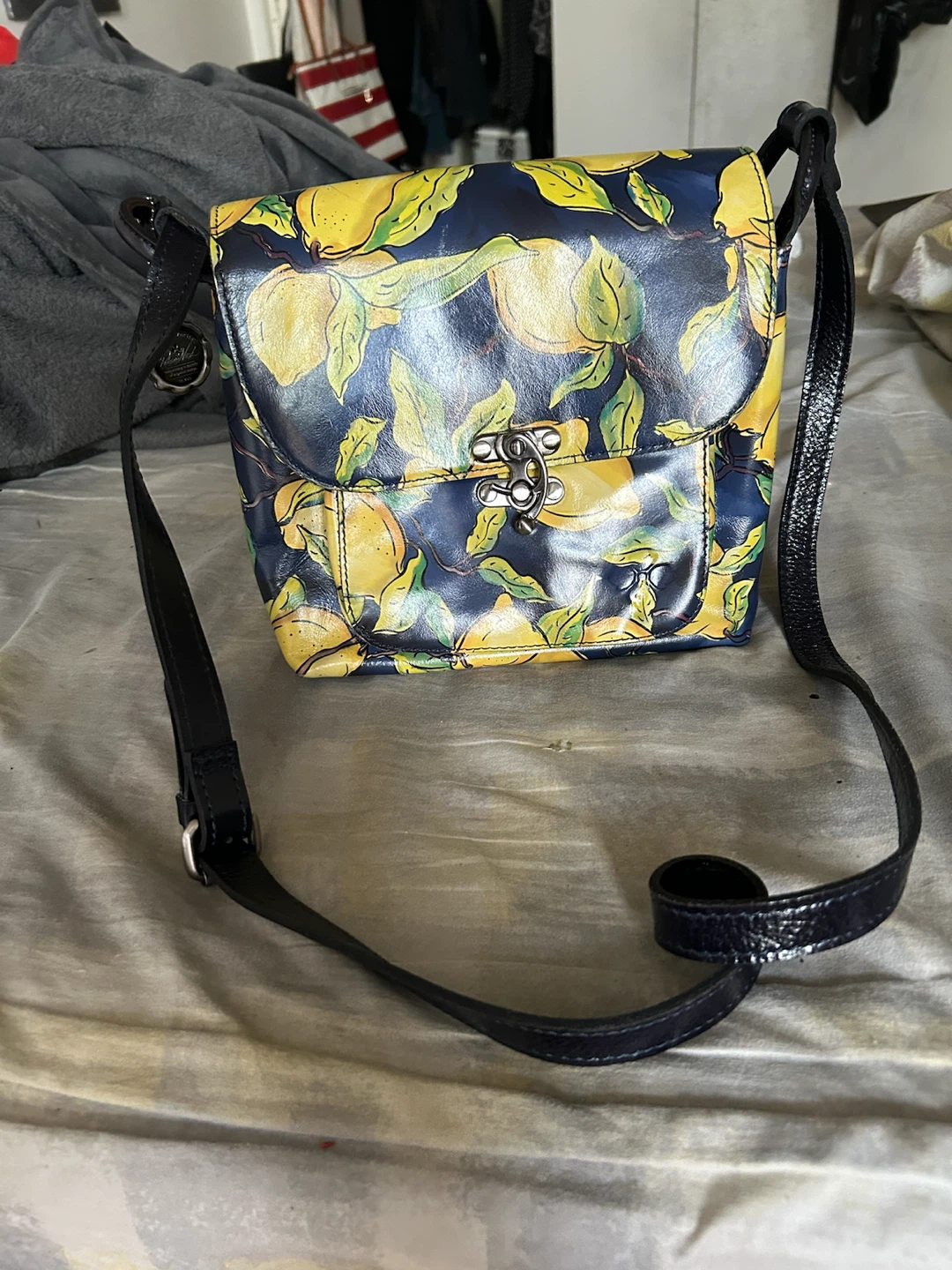 Lemon Print Crossbody Bag with Matching Scarf - photo 2