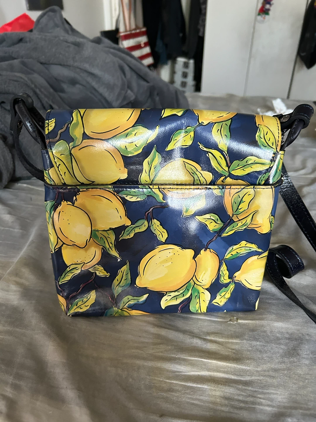 Lemon Print Crossbody Bag with Matching Scarf - photo 4