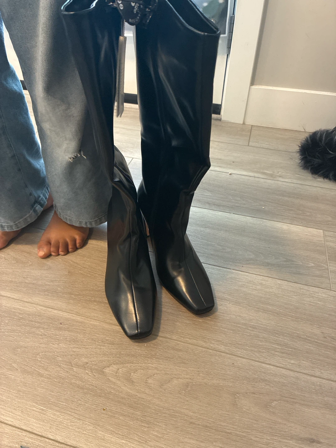 Black Faux Leather Ankle Boots - photo 3