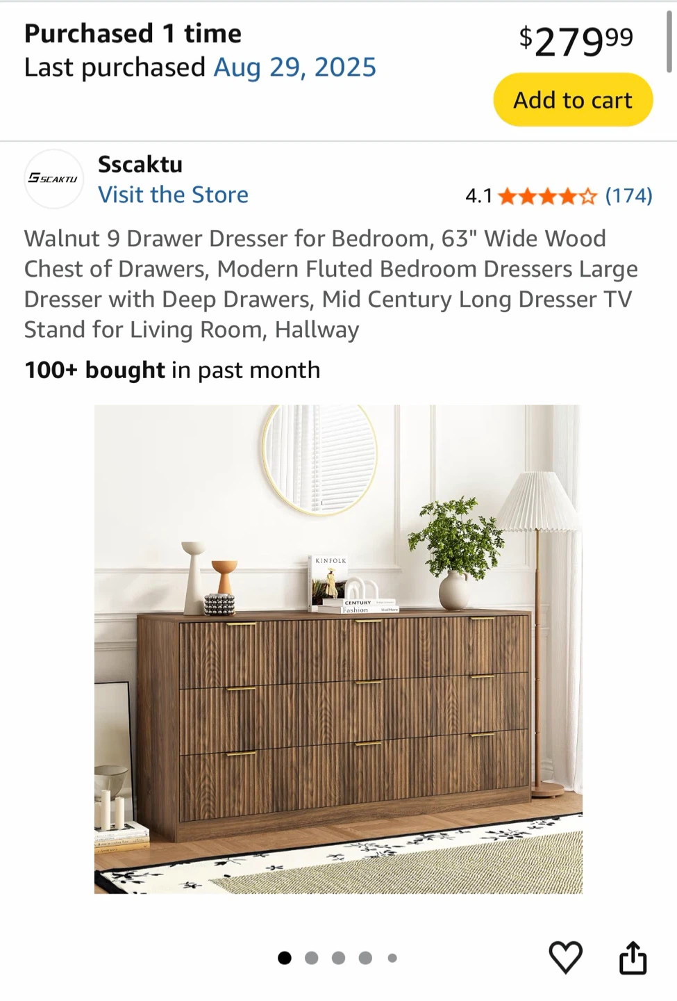 Sscaktu Walnut 9 Drawer Dresser