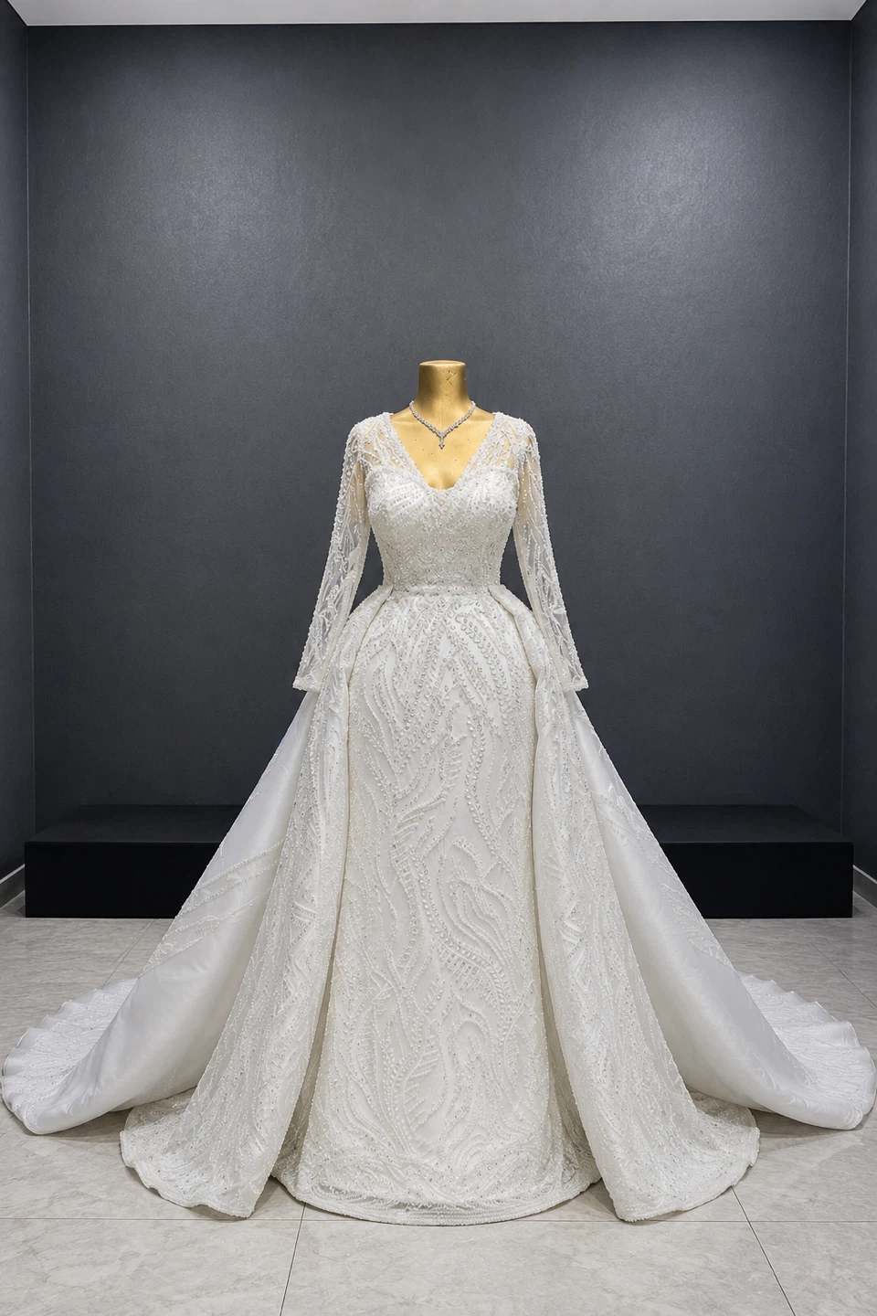 White Beaded Wedding Dress