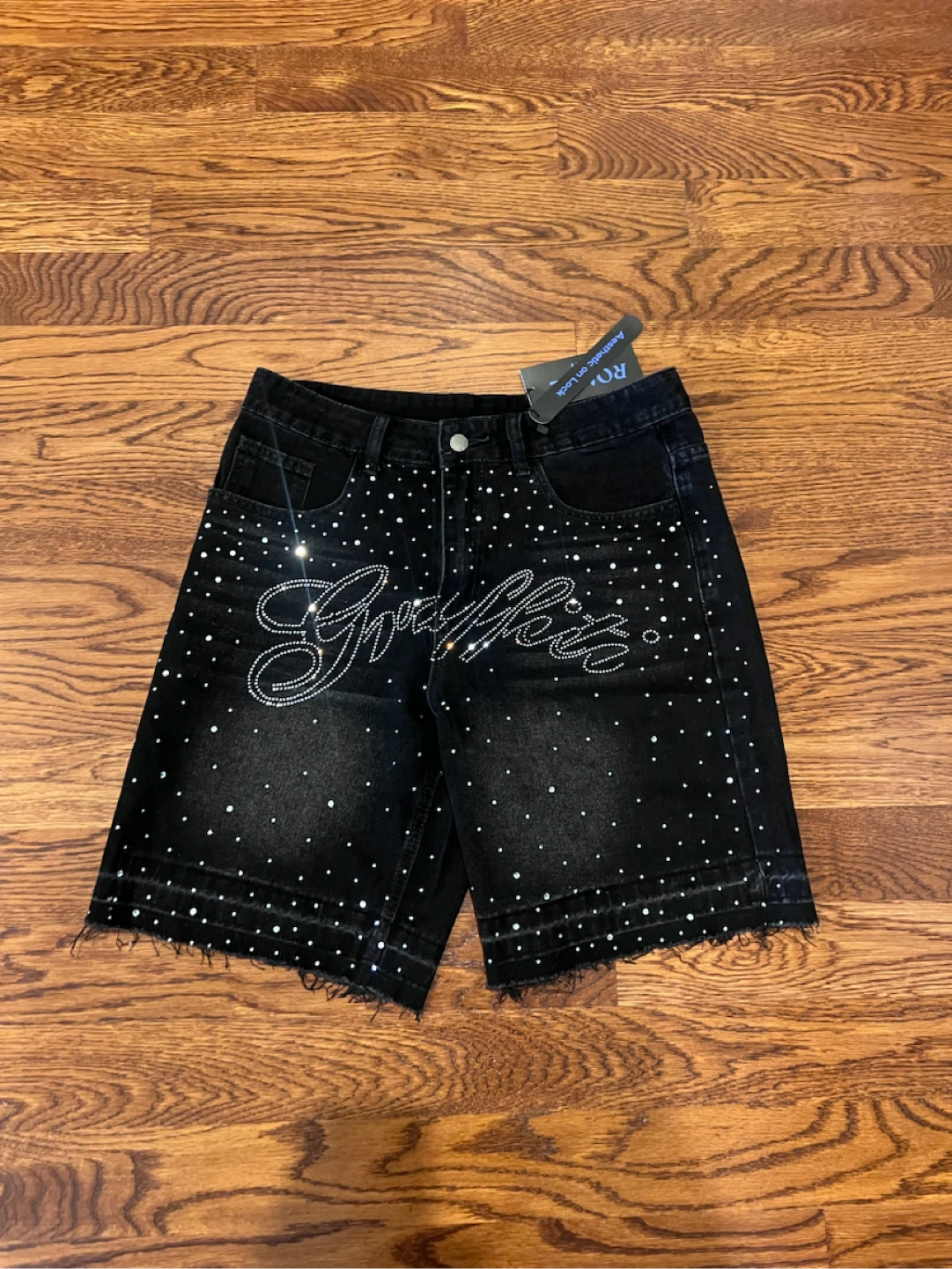 Rhinestone denim jorts