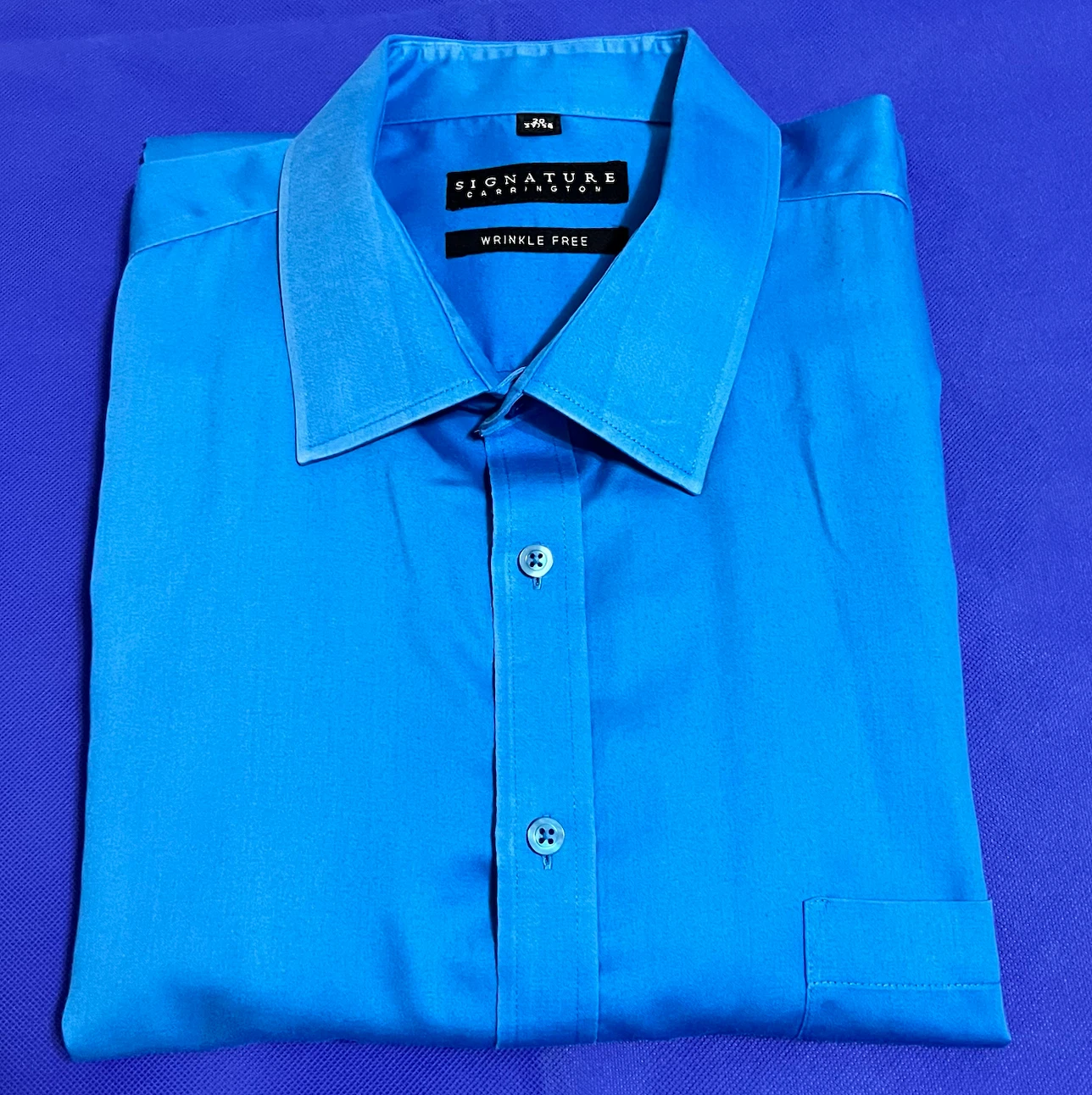 Signature Carrington Men's Blue Wrinkle-Free Dress Shirt